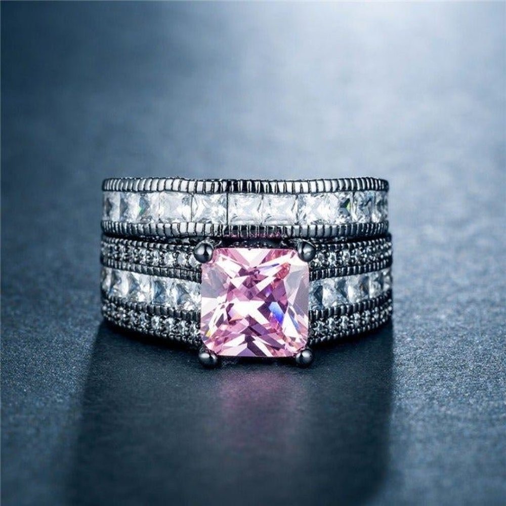 S925/18K Black Gold Sapphire Ring 37 S8